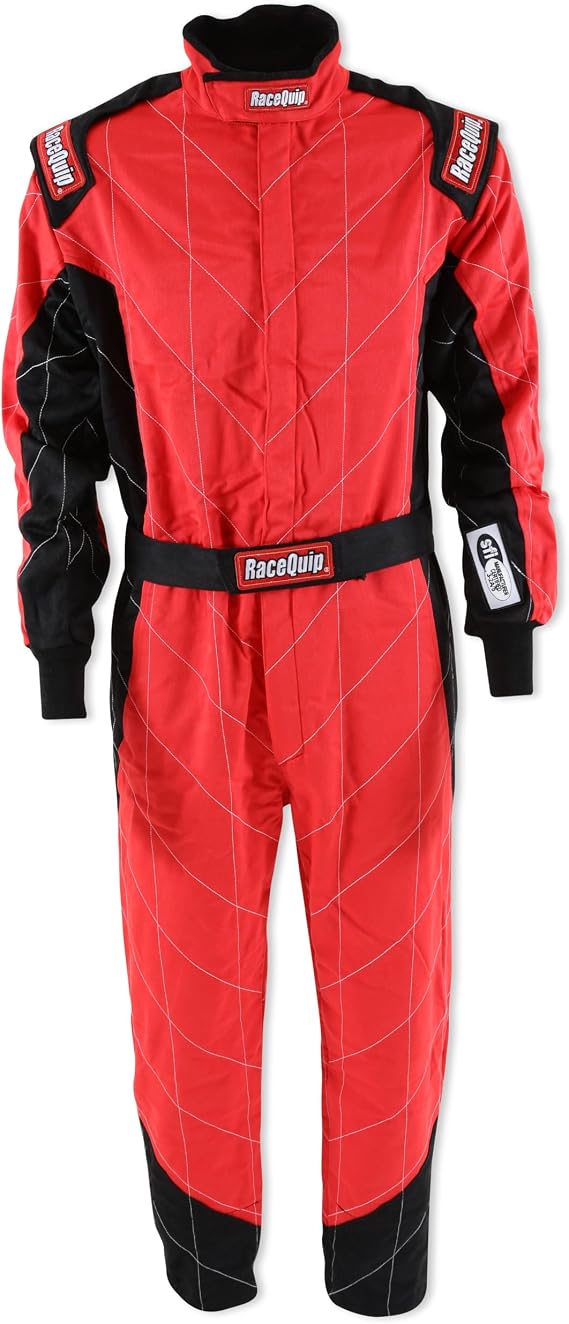 RaceQuip Chevron-5 One Piece Multi Layer Racing Driver Fire Suit SFI 3.2A / 5 Rated Red Large 91609159