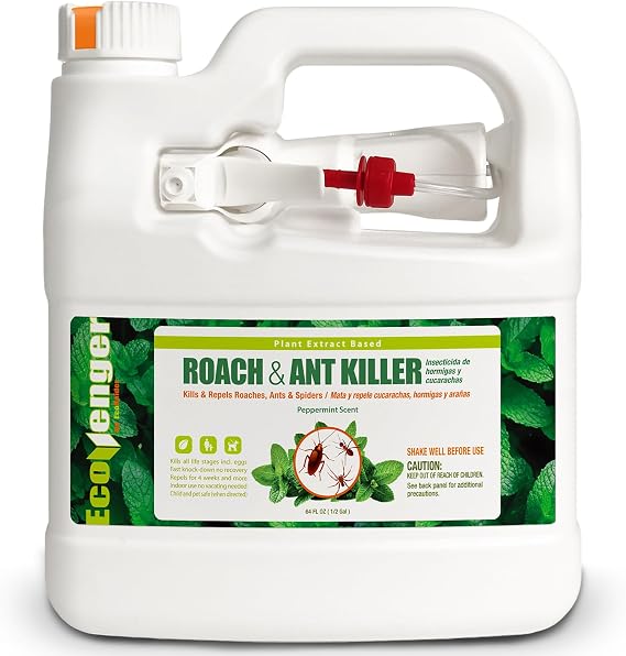 EcoVenger by EcoRaider Roach & Ant Killer 64 oz, Kills on Contact, Kills Ants & Other Indoor & Outdoor Crawling Insects, Natural & Non-Toxic, Pleasant Botanical Scent, Safe for Children & Pets
