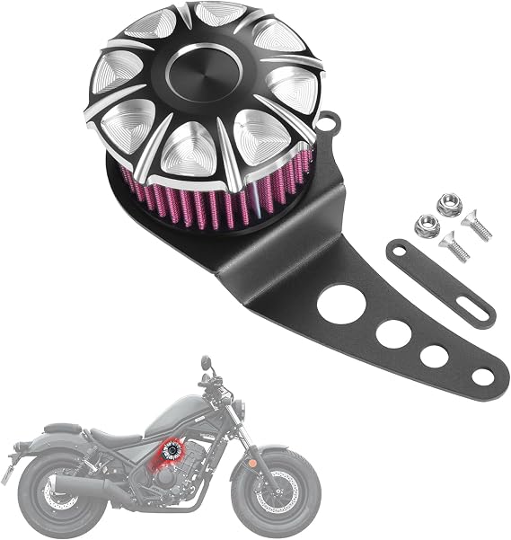 Motorcycle Air Filter Cover Compatible with Honda Rebel CMX250 CMX300 CMX500 2017-2025, Aluminum Engine Intake Filter Replacement (Red)