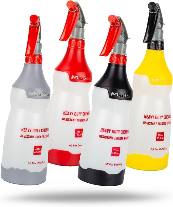 Maxshine Heavy Duty Spray Bottle 25oz Chemical-Resistant Detailing Sprayer with Adjustable Nozzle & Ergonomic Trigger for Car Cleaning, Garage,