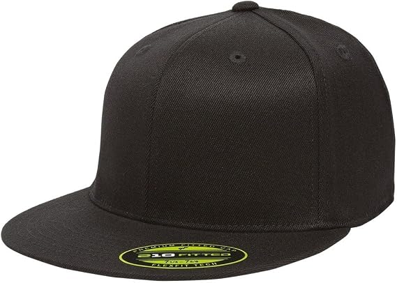 Flexfit Premium Flatbill Cap Fitted 6210 | Premium Wool Blend, High Profile, Flat Visor, Fused Hard Buckrum, Moisture Absorbent Sweatband