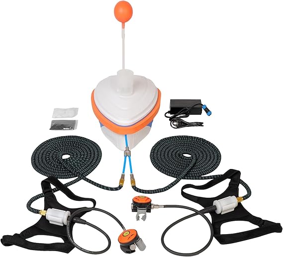 2 Person Battery Scuba Diving System, Rechargeable Tankless Dive System with 2 60FT Hoses & Regulators, Dual-User Diving Ventilator, 5.5 Hours / 7-10 Hours