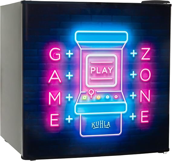 Table Top Mini Fridge with Ice Box 45 Litre Adjustable Thermostat, Door Racks & Removable Shelf, Small Drinks Fridge Gamer Design Black KTTF0E6B-1019 [Energy Class E]