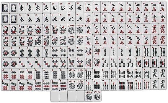 American Western-Style Mahjong Tiles 166-Piece Set, Scratch-Resistant Melamine, Tiles Only Type A