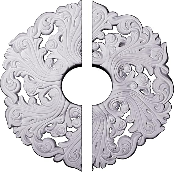 Ekena Millwork CM19OR2 19 5/8"OD x 4 3/4"ID x 1 3/4"P Orrington Ceiling Medallion, Fits Canopies up to 4-3/4", 2 Piece