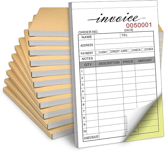 10 Pack Invoice Receipt Book, 3.4x5.5 Handheld 2-Part Invoice Book