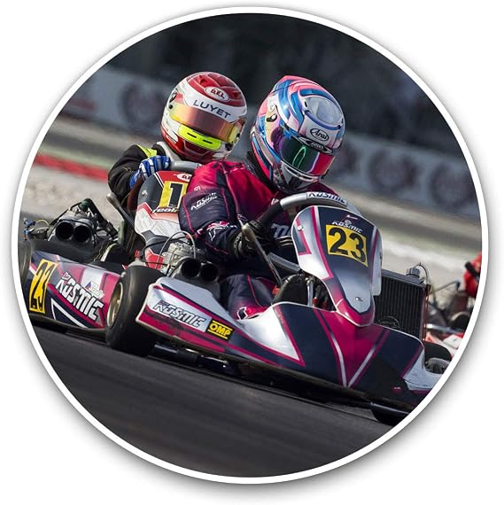 Vinyl Stickers (Set of 2) 7.5cm - Go Karting Racing Kart #16474