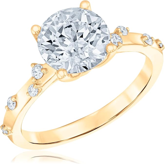 Reeds 2 3/8ctw ECONIC Star Round Lab Grown Diamond 14k Yellow Gold Scattered Engagement Ring, Ring Size 7