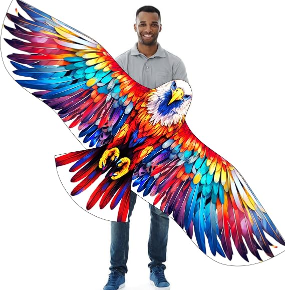 Touch the sky Colorful Eagle Kite for Kids and Adults, Easy to Fly, Exquisite Fabrics and Unique Structure Design, Excellent Outdoor Games and Activity Toys, Suitable for Beginners.
