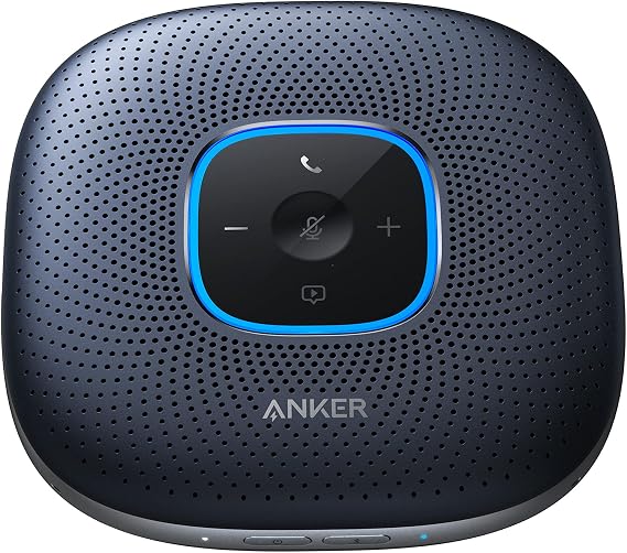Anker PowerConf Speakerphone for Online Meetings, Telework Navy: Metallic | Speakerphone Online Conference Telework Bluetooth Echo Cancelling Noise Cancelling Omnidirectional Microphone