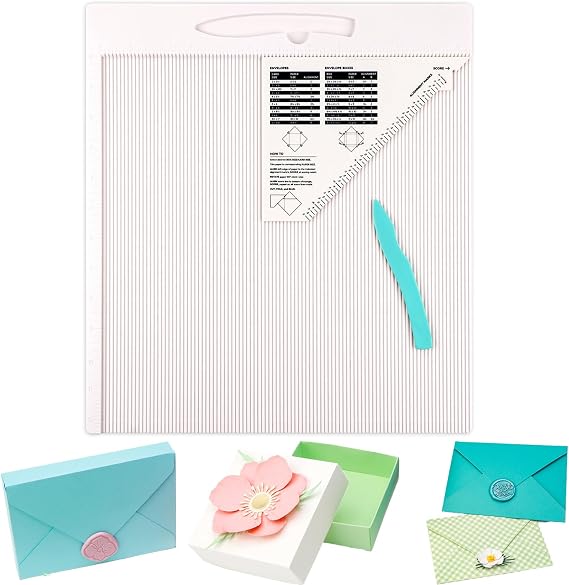BAOFALI 12x12 Scoring Board for Making Envelope/Envelope Box/Gift Box; Large Multi-Purpose Score Board with Bone Folder and Triangular Guide; Envelope Maker Scoring Tool