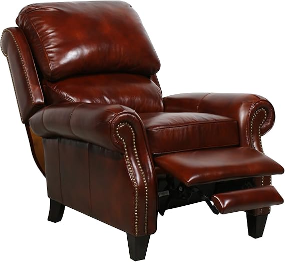 BarcaLounger Churchill ll Art Burl Top Grain Leather Manual Recliner