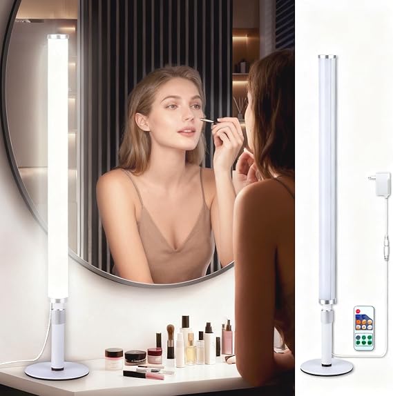 LED Vanity Lights for Mirror, Ultra bright/RA90/6000K/Dimming/Timer Makeup Lights, Height Adjustable 12V/18W Fill Light for Mirror, for Make up, Photography, Video Recording Conference Lighting