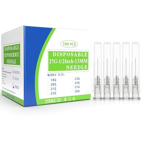 100pcs Stainless Steel Dispensing Accessories, Laboratory Supplies, Individually Sealed Wrapped for Scientific Measuring, Refilling Liquid (27g-13MM-100)