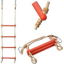 4 Step Boat Rope Ladder, Heavy Duty Climbing Rope, 440 Lbs Strength, 14" Long Solid PP Ladder Bar, Outdoor Ladder