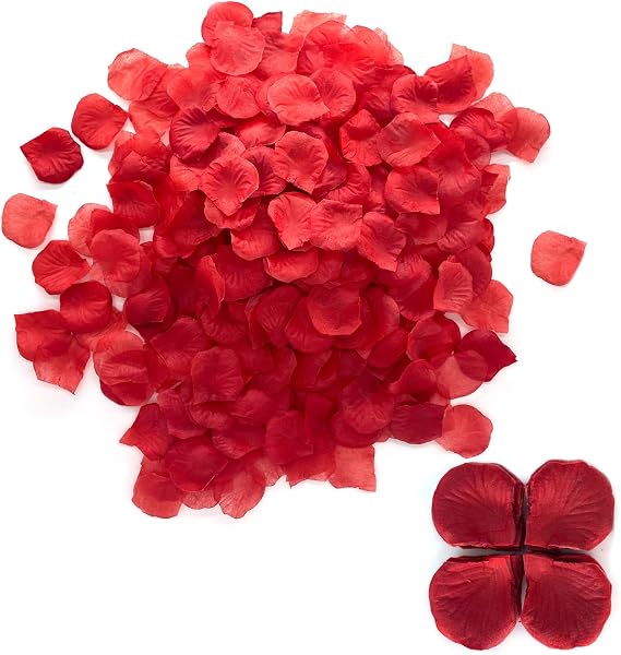 Rose Petals for Bedroom Red Rose Petals for Wedding Artificial Silk Rose Flowers for Confession, Anniversary, Birthday Decorations, Wedding with Hand Scattered Petals (1000, Dark red)