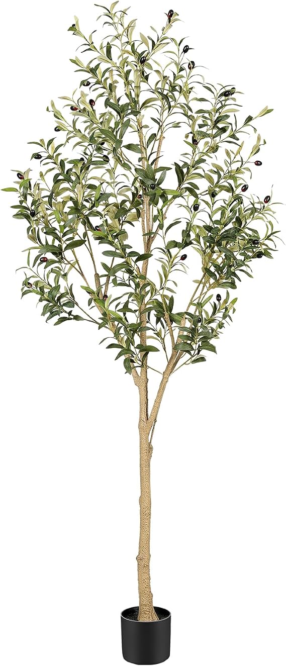 Artificial Olive Tree 6FT with Authentic & Realistic Appearance | Tall Faux Olive Tree with Lush Leaves and Natural Trunk - Fake Olive Tree with Stable Base for Home Office Living Room Decor