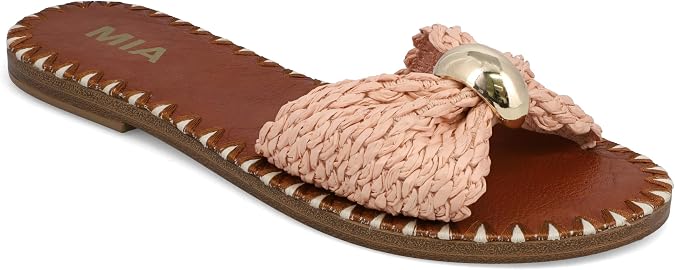 MIA Women's Vanida Raffia Knot Flat Slide Sandals