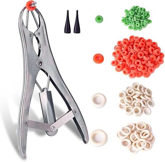 Livestock Castration Bander with 4 Sizes of Castrator Rings