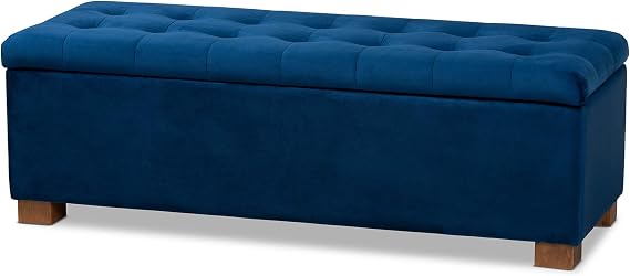 Baxton Studio Ottomans, Navy Blue/Brown