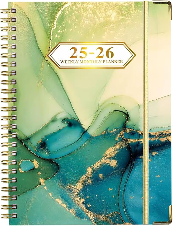 Planner 2025-2026 - Daily Weekly and Monthly - Academic Planner from July 2025-June 2026, 8.5"*6.3", Hardcover, Daily Organizer, with 12 Monthly Tabs and Pocket, 2PCS Bookmark