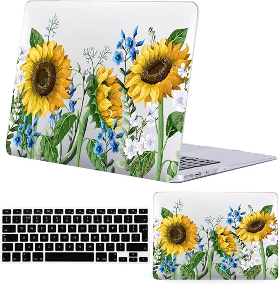 Laptop Case for MacBook Pro 16 inch 2021-2025 Release A3403 A3186 M4 A2991 M3 A2780 M2 A2485 M1 with Liquid Retina Display, Hard Plastic Shell Cover & Keyboard Skin, Sunflower blossoms