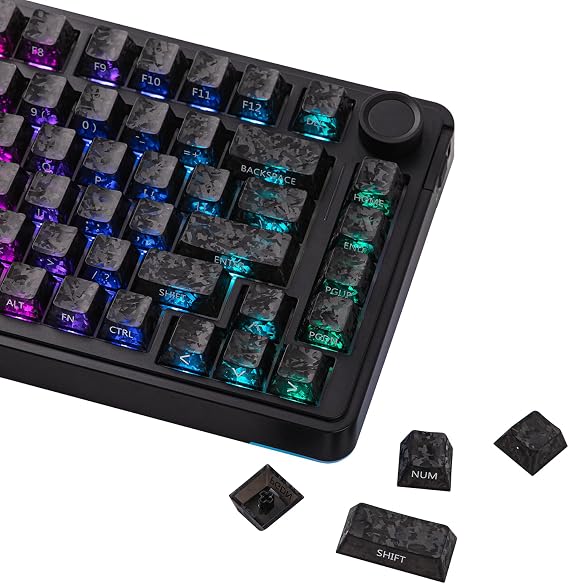 EPOMAKER SmokFiber Keycaps Set, 120 Keys Side-Printed Shine-Through Keycaps
