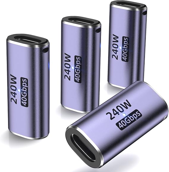 USB C Coupler, 4 Pack, USBC Female to Female Adapter, PD240W 40Gbps 8K 60hz