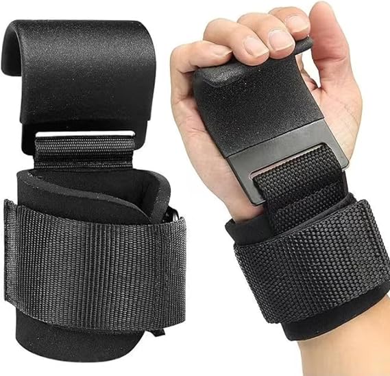 Weight Lifting Hooks Pair Wrist Supports Non-Slip for Gym Grips Pull Up Weight Lifting Grips Barbell Powerlifting Exercise Fitness 8mm Neoprene Padded