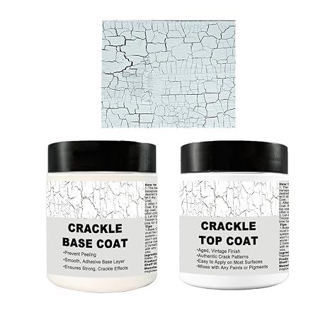 118g Crackle Texture Paste and 118g Base Coat Professional Acrylic Crackle Medium Shaping Paste- Cracked Paint Effect DIY Art Supplies with Cracking Effect, Durable Texture, Handcrafted Art