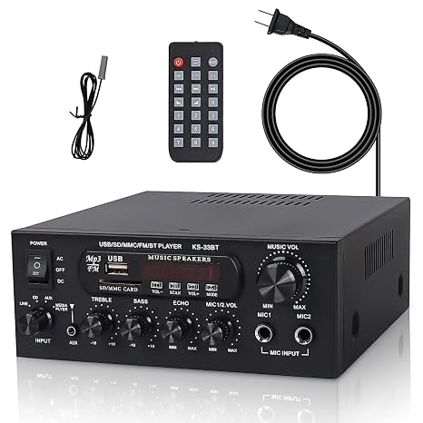 Amplifier Audio Audio Amplifier Power Amplifier Bluetooth Card Slot USB Memory Radio Function 60W Remote Control Mini Amplifier Volume Adjustable Amplifier Low Noise Home Use