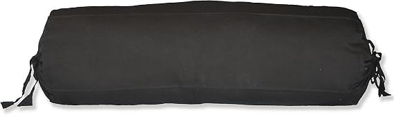 Neck Roll Pillow Cover -100% Cotton Removable Black Cover with Draw String Closure on Both Ends 6" diameters (Black Cover Only, 6x16 inches)