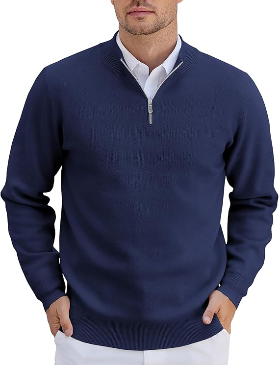 COOFANDY Mens Quarter Zip Pullover Slim Fit Lightweight Pullover Sweaters | Mock Pullover, Knit Casual Polo Sweater, Business Work Sweater, 2026 Fall Fashion Sweater, Quarter Zip Clothes, 1/4 Zip
