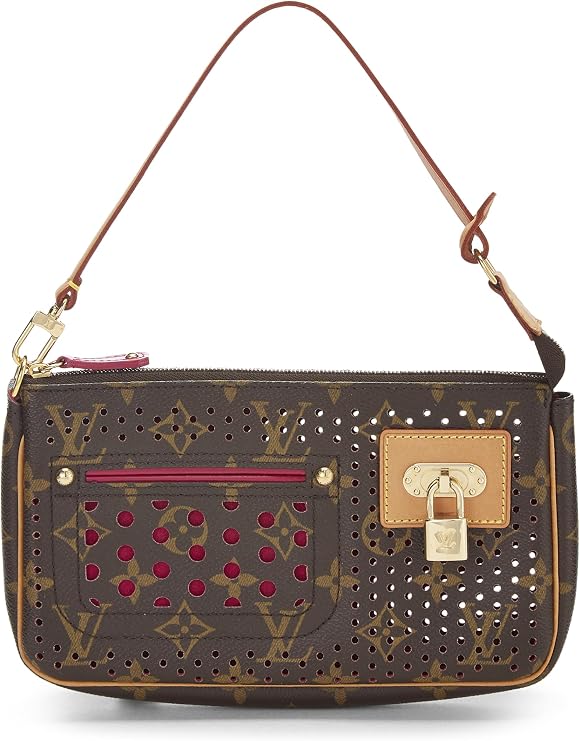 Pre-loved Pink Monogram Perforated Pochette Accessoires, Pink