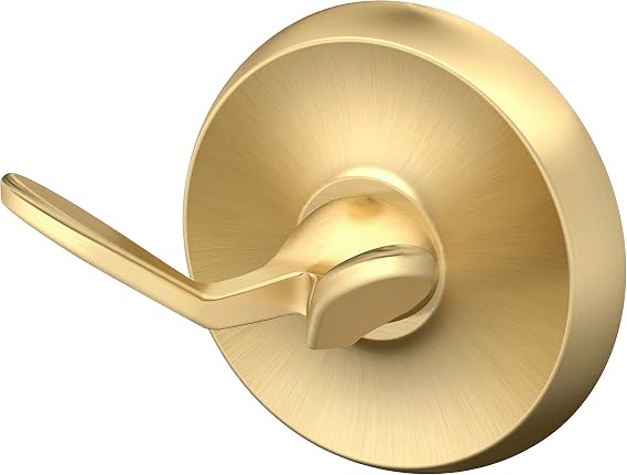 Gatco 5056 Designer II 2 Hook Double Robe Hook, Wall Mounted Hook for Bathroom Towels & Robes, Brushed Brass