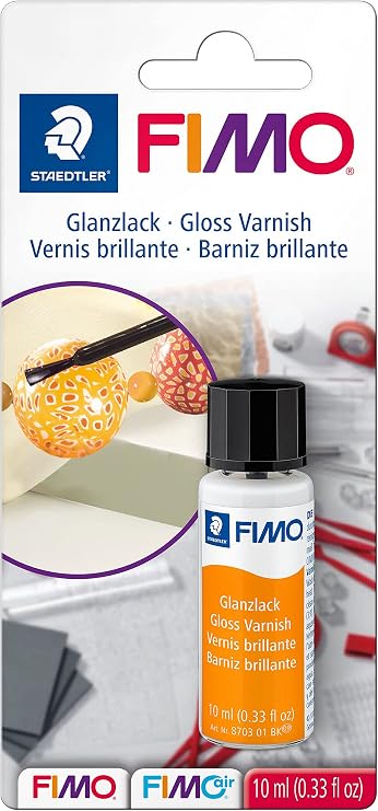 STAEDTLER 8703 01 BK FIMO Gloss Varnish - Water-Based & Transparent (1 Bottle with Brush - 10ml)