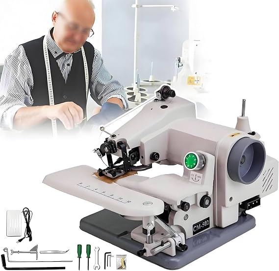 Professional Blind Stitch Hemming Machine, Portable Blind Stitch Hemming Machines, Sewing and Embroidery Machine, 1200 rpm Speed, 3-8mm Needle Pitch, Single Thread Chain Stitch