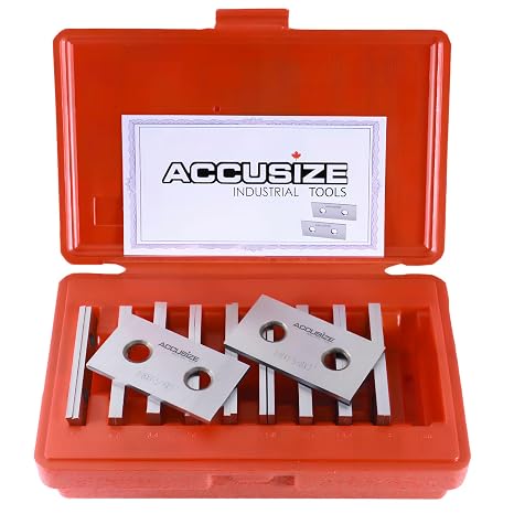 Accusize Precision Parallel Set 1/8 in x 3 in, 10 Matched Pairs | Alloy Steel, +/-0.0002 in Parallelism, +/-0.0001 in Height, 2 Holes Each, Plastic Case, EG10-1403