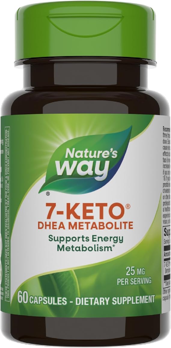 Nature's Way 7-Keto, DHEA Metabolite, 25 mg Per Serving, 60 ct | Supports Cellular Energy Metabolism*, Gluten-Free, Vegan Capsules