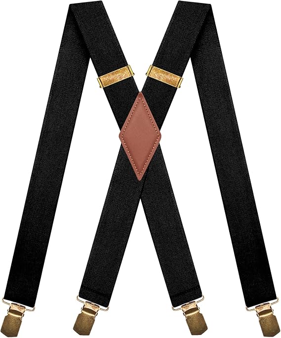 MENDENG Suspenders for Men Heavy Duty Swivel Hooks Retro X-Back Adjustable Brace