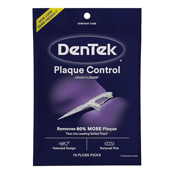 Dentek Floss Picks, Plaque Control Cross Flossers, 75 Count