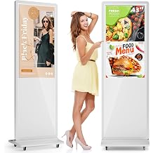 MWE 43 Inch Touchscreen Digital Signage Display Kiosk, LCD Totem Advertising Display Screen with 4 Wheels, Android System, Suitable for Retail Shop, Restaurant, Shopping Mall and Commercial Center