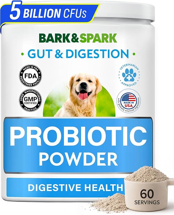 BARK&SPARK Dog Probiotics Powder - Daily Probiotics for Dogs with Prebiotic