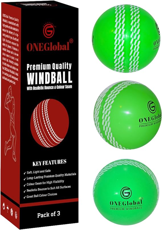 Premium Windball Soft Cricket Ball | Durable & Safe, Colour Seam, True Bounce & Swing | Wind Ball for Outdoor & Indoor Practice, Coaching, Garden & Beach Games