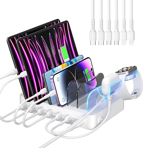 SooPii 50W 6 Ports USB Charging Station Organizer for Multiple Devices