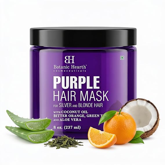Botanic Hearth Purple Hair Mask - 8 Fl Oz | For Blonde, Silver And Gray Hair, Sulfate & Paraben Free