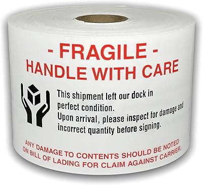 1 Roll Large 3x5 Fragile Handle with Care Hands Holding Box White Red Black Shipping Pallet Stickers 500 Labels Total