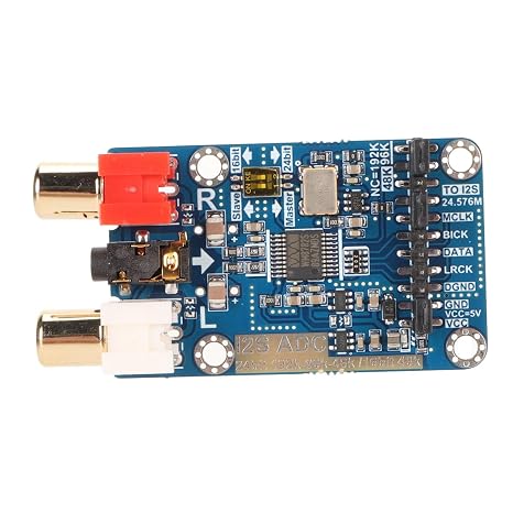 I2S ADC Decoder, Digital I2S Decoder ADC Card Module Master Slave Mode 24bit 192k 96k 48k with 3.5mm Input, Ideal for Lossless Digital Conversion
