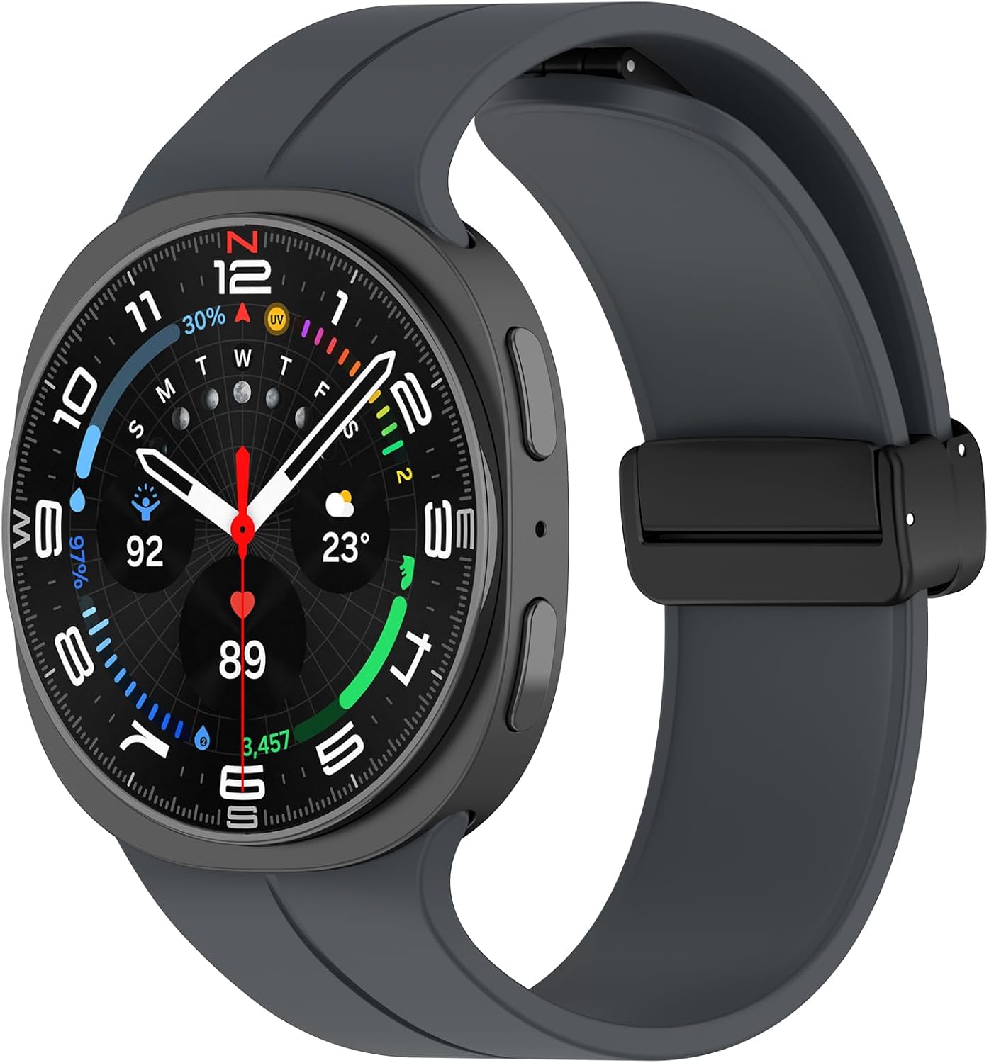 Sport Band Compatible with Samsung Galaxy Watch 8 40mm44mmClassic 46mm 2025, Soft Silicone Strap with Magnetic Buckle for Men Women Dark Gray