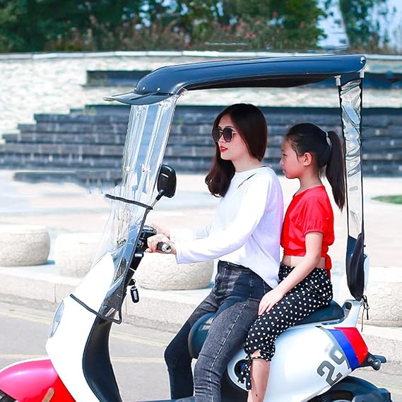 Umbrella for Scooter,Rain Cover Fully Enclosed Electric Motorcycle Umbrella Canopy Awning,Universal Motor Scooter Umbrella Mobility Sun Shade Rain Cover,A-Black
